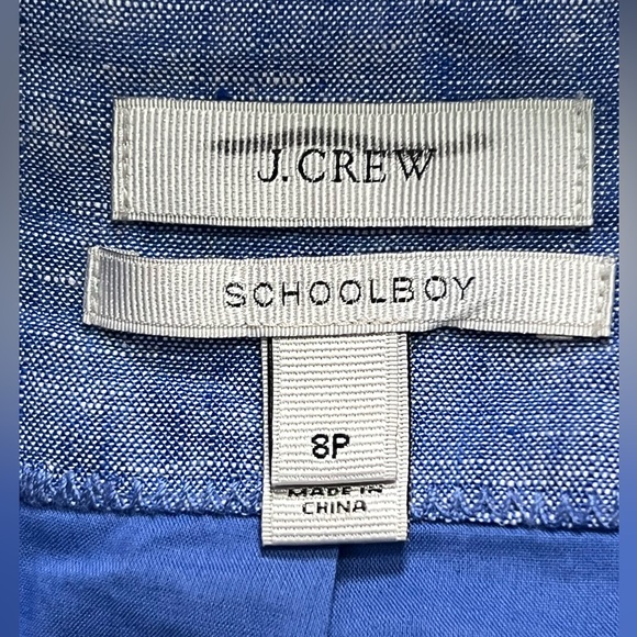 J Crew Size 4 Chambray Schoolboy Blazer Blue Linen. Size 8P label is incorrect. - Picture 6 of 12